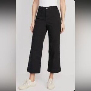 Old Navy High-Waisted Crop Chino Wide-Leg Pants, Black, 14 Tall